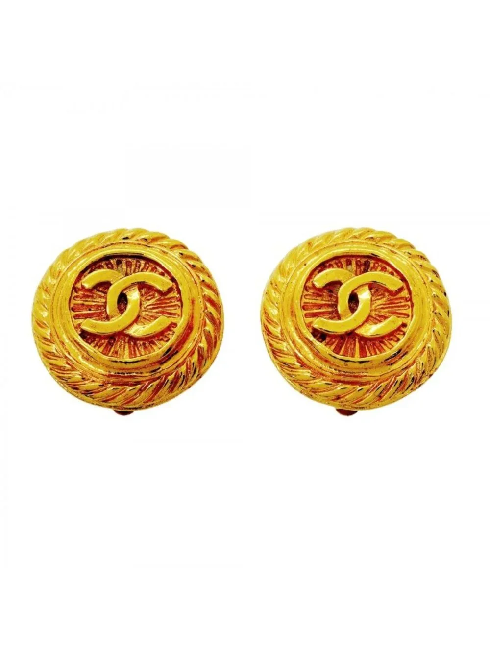Chanel Earrings Vintage CC Logo Round